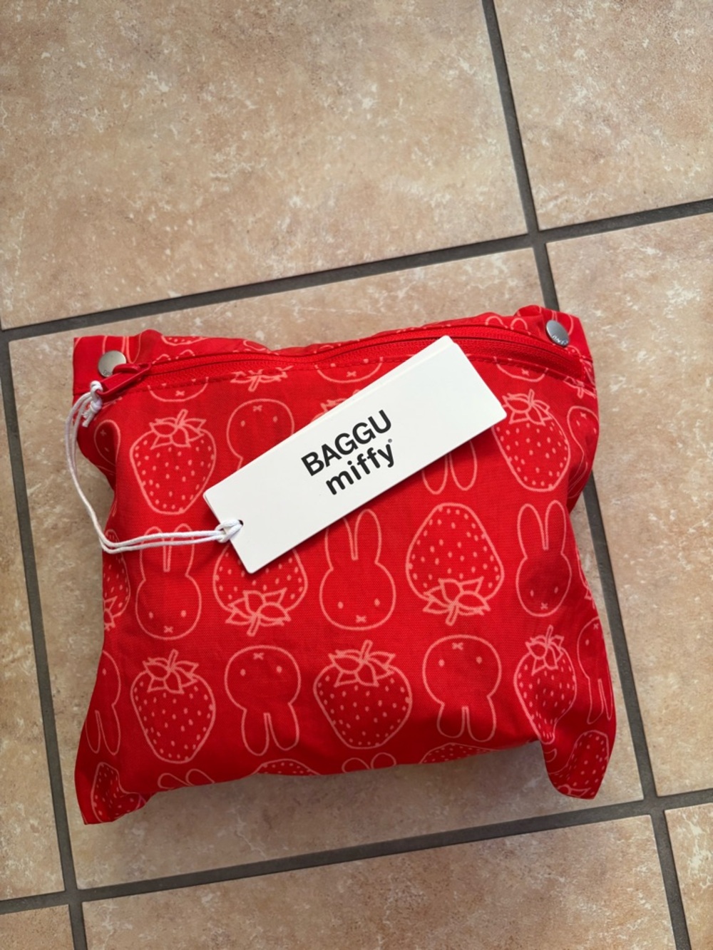 BAGGU Red Strawberry & Miffy Print Reusable Tote